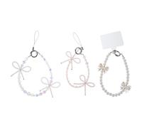 HOODANCOS 3 pièces Lot Chaînes Téléphone Portable Courtes avec Perles Rose et Bleu Breloques Perlées Élégantes Lanières Téléphone Portable Maniables et Antitangles pour Femmes
