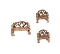 HOODANCOS 3 pièces Miniature Garden Furniture Set Resin Craft Ornament Mini Bench and Chairs for Fairy Garden Micro Landscape Bonsai Décor and Plant