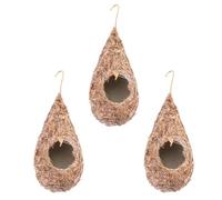 HOODANCOS 3 pièces Nichoirs à Oiseaux Suspendus Herbe Tissée Naturelle Abri Extérieur Résistant Vent Décoration Jardin Écologique pour Nid Varié