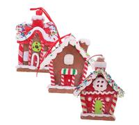 HOODANCOS 3 Pièces Ornements Maison Pâte à Modeler Lumineuse Gingembre Décorations Suspendues pour Sapin de Noël avec Cordon pour Fêtes de Noël et Décoration Intérieure