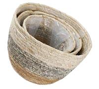 HOODANCOS 3 pièces Panier à Plantes Tissé Main Paille Paniers pour Plantes Intérieur Décor Naturel pour Fleurs Fraîches et Séchées Cadeau Pratique et Décoratif