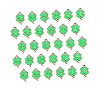 HOODANCOS 30 Pièces Bijoux Trèfle à Quatre Feuilles Perles De Feuilles Pour La Fabrication De Bijoux Breloques 4 Feuilles Charme à Quatre Feuilles Clé Plastique Green