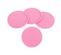 HOODANCOS 4 Pièces Accessoires Universels pour Voiture Tapis Ronds Rose pour Intérieur Automobile et Assurer la Stabilité des Boissons