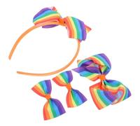HOODANCOS 4PCS Pride Bowknot Headbands with Distinctive Striped Design Rainbow Bandband for Men Comfortable Accessories for Daily Wear and Parties