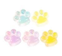 HOODANCOS 5 pièces Charms Résine Forme de Patte de Chat Lumineux pour Décor DIY de Coque de Téléphone et Accessoires de Pinces à Cheveux Couleurs Vibrantes Rose Jaune Bleu Vert
