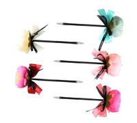 HOODANCOS 5 Pièces Stylo Bille Décoratif avec Fleurs Artificielles Encre Gel Fluide Mécanisme Twist Stylo Papeterie Mignon pour École Bureau Cadeau