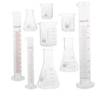 HOODANCOS 9 pièces Kit Verrerie Laboratoire Verre Épais Béchers et Fioles Coniques Gradués Haute Durabilité Chimique et Thermique Usage Chimie Organique et Distillation