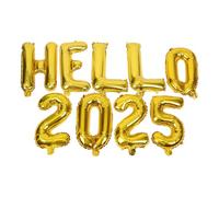 HOODANCOS Ballons Aluminium Dorés «Hello 2025» pour Décoration Fête du Nouvel An Kit 1 Lot Accessoires Fête Ballons Décoratifs pour Célébration et Photo Souvenir