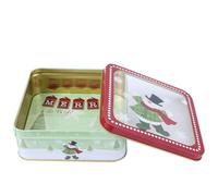 HOODANCOS Boîte à Biscuits Carrée en Métal Élégante Fenêtre, Boîte de Rangement pour Bonbons de Noël, Coffret Présent pour Fêtes de Fin d'Année et Pâtisseries