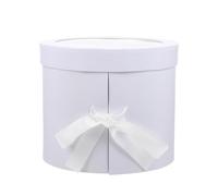 HOODANCOS Boîte à Fleurs pour Roses et Petits Chrysanthèmes Légère et Pratique Ronde Double Couche en Papier et Tissu Blanc Fête des Mères
