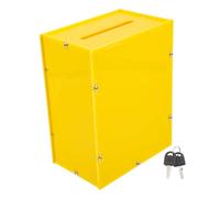 HOODANCOS Boîte à Suggestions Acrylique avec Serrure et Fente Urne de Vote Murale Sécurisée Boîte Verrouillable pour Bulletins et Dons Jaune