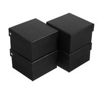 HOODANCOS Boîte Présent Rigide Noire pour 4 Cravates Coffret D'emballage avec Clapet Étui de Rangement pour Foulards et Ceintures Boîte Présent pour Petites Entreprises Élégant