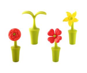 HOODANCOS Bouchon de bouteille de vin en silicone 4Pcs Bouchons de fermeture pour bouteilles forme fleur Clover Leaf pour bar