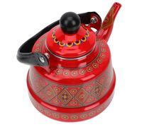 HOODANCOS Bouilloire Émail 1,1 L Rouge Vintage, Compatible Gaz et Induction, Théière Ancienne Chauffante Cuisine, Bouilloire à Eau Bouillante Pratique et Élégante