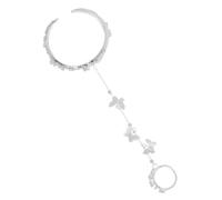 HOODANCOS Bracelet Bague à Maillons Chaîne pour Femme, Lien Métal Argenté, Taille Ajustable, Bijoux Poignet Élégant, Accessoire Mode pour Cérémonie et Usage Quotidien