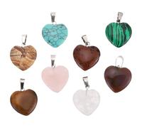 HOODANCOS Breloques en Pierre Naturelle de Cœur Adaptés aux Célébrations Saint-valentin 8 Pièces Pendentifs Romantiques en Métal pour Fabrication de Bijoux DIY
