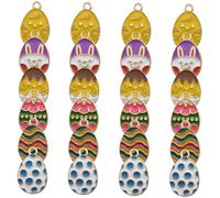 HOODANCOS Breloques Pâques 24 Pcs en Alliage de Zinc Coloré - Œufs Décoratifs pour Bracelets et Boucles D’oreilles Diy, Accessoires Loisirs Créatifs