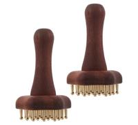 HOODANCOS Brosse de Massage Abdominale Ergonomique en Bois et Laiton 2pcs avec 24 Dents Robuste pour Massage des Canaux Énergétiques à Domicile Spa