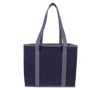 HOODANCOS Cabas Réutilisable Grand Format en Tissu avec Longues Anses, Paquet à Provisions Portable Bleu Foncé à Fond Rigide, Pliable et Lavable pour Courses, Voyages, Shopping et Plage