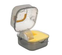 HOODANCOS Cage de Transport Portable Double Couche pour Petits Animaux Cage de Transport pour Hamster et Chinchilla Matériau ABS Jaune Ventilé Poignée Valise pour Voyage et Sorties en