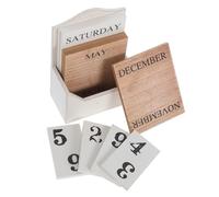 HOODANCOS Calendrier Bois Massif Calendrier Manuel pour Bureau Bloc Bois Rétro Élégant Affichage Date Mois pour Étudiants et Enseignants Décoration Maison et Bureau