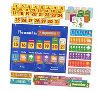 HOODANCOS Calendrier Éducatif Hebdomadaire Tableau de Poche Mural avec Cartes Pédagogiques pour Garçon Fille Sac Dorganisation pour École et Maison Outil Dapprentissage avec Pochettes