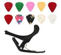 HOODANCOS Capodastre Portable en Plastique pour Guitare Acoustique et Électrique, Kit 11 Pièces 1 Pince Réglable Tonalité 10 Médiators Colorés, Accessoire Accordage Rapide Couleur Aléatoire