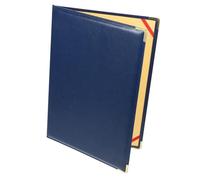 HOODANCOS Classeur Pour Documents Grand Format En Similicuir Bleu Coins Métalliques, Organiseur Multifonctionnel Pour Dossier D'affaires, Réunions Et Signatures De Contrats