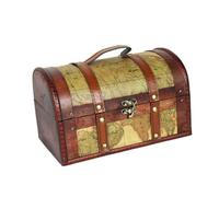 HOODANCOS Coffre de Rangement Bois Vintage Décoratif Boîte à Trésors Antique pour Bijoux et Accessoires Petit Modèle Motif Carte du Monde Couleurs Aléatoires Couleur Couleur