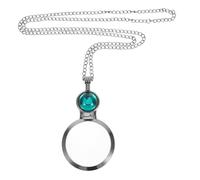 HOODANCOS Collier Pendentif Loupe Vintage 8x Grossissement Lentille Optique Verte Long Chaîne Femme Lecture Bricolage Inspection Bijoux