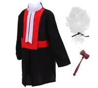HOODANCOS Costume de Juge pour Garçon et Filles Marteau et Postiche Tenue de Déguisement pour Jeu de Rôle Activités Théâtrales Fête 1 Ensemble Complet