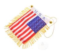 HOODANCOS Décoration Suspendue Rétroviseur Voiture Drapeau Pompons Double Face Ventouse Accessoire Intérieur Noël Solide 5.12X3.74In pour Usage Quotidien