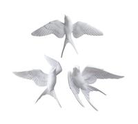 HOODANCOS Décorations Murales Nordiques 3d Oiseaux Hirondelles en Résine Blanche, Ensemble de 3 Pièces Polyvalent et Anti-saleté pour Jardin et Maison