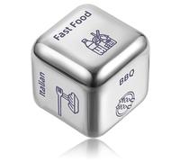 HOODANCOS Dés Alimentaires Métalliques Argentés 1,6 X 1,6 Cm Accessoire de Décision Repas Compact pour Noël, Dés de Poche pour Choix Dîner et Nourriture, Jeu Innovant pour Planification