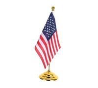 HOODANCOS Drapeaux Américains de Table avec Socle Métallique Stable, Drapeau des États- en Polyester Portable pour Décorations de Présidents Day et Événements Professionnels