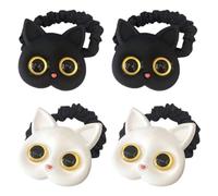 HOODANCOS Élastiques à Cheveux Chat 4pcs pour Femmes et Filles, Style Chat en Résine, Polyvalents, Accessoires pour Photos de Famille et Rencontres