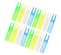 HOODANCOS Encoches pour 6 MM Intérieur Lot de 16 Pièces en Plastique Solide Couleurs Transparent Bleu Vert Blanc et Jaune Accessoires pour Tir Extérieur et Entraînement