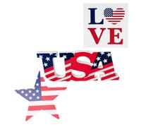 HOODANCOS Ensemble 3 Pièces Décorations de Table en Bois Patriotique pour Fête de L'Indépendance Usa Ornement 3 Panneaux Plateau à Étages Memorial Day et 4 Juillet Décoration Bois Rouge