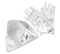 HOODANCOS Ensemble Casque et Moufles D'astronaute Argentés Taille M pour Garçon et Filles, Accessoire de Déguisement Spatial Cosplay Fête D'anniversaire Halloween, Couleur Couleur Aléatoire