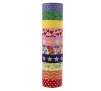 HOODANCOS Ensemble de 10 Rouleaux de Rubans Washi Décoratifs en Papier Coloré, Adhésif pour Scrapbooking et Fournitures Maison, Largeur 1,5 Cm X 5 M