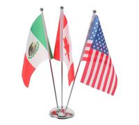HOODANCOS Ensemble de Drapeaux de Table États-Unis Canada et Mexique avec Socle Métallique Robuste Mini Mâts Portatifs et Drapeaux aux Couleurs Vives pour Décoration de Bureau Réunions