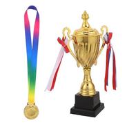 HOODANCOS Ensemble de Trophées de Récompense Football en Métal Doré avec Coupe du Trophée du Championnat et Médaille pour Cérémonie de Remise des Prix