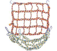 HOODANCOS Filet de Hamac Suspendu Coloré pour Perroquet, Écureuil et Hamster - Filet d'escalade 2 Pièces en Corde Tissée 8 Crochets Assortis - pour Cage à Oiseaux, Activité de Grimpe
