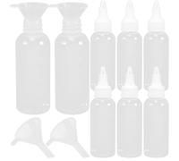 HOODANCOS Flacon Doseur de Peinture en Plastique 60Ml Lot de 14 set de Pièces 10 Flacons et 4 Entonnoirs Fermeture Hermétique Anti-Fuite pour Aérographe Modélisme et Mélange Précis des