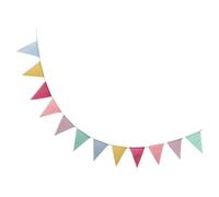 HOODANCOS Guirlande de Fanions Triangulaires en Tissu Imitation Lin 15 Pièces 4 Mètres Décoration de Mariage et Anniversaire Intérieur Extérieur Bannière Colorée