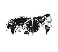 HOODANCOS Horloge Murale Carte du Monde Silencieuse Acrylique avec Stickers Muraux Décoratifs pour Salon et Chambre sans Pile