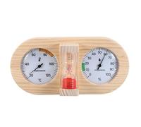 HOODANCOS Hygromètre Thermomètre Sauna en Bois Rouge avec Double Cadran Analogique Sablier Mécanique 15 Manomètre Vapeur Résistant à L’Humidité pour Spa et Hammam