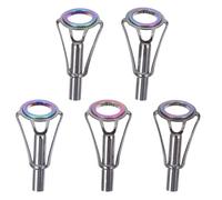 HOODANCOS Kit 5 Anneaux Guide de Canne à Pêche en Acier Inoxydable 7 Coloré Accessoires de Réparation pour Guides de Fil Compatibles Canne à Pêche Résistants à L’Usure et Légers