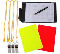 HOODANCOS Kit Arbitre Football Complet avec Sifflets Cartes Standard Rouge et Jaune Cahier de Score et Crayon Équipement Portable pour Matchs de Foot Basket et Volley