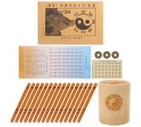 HOODANCOS Kit de Divination Chinois en Bambou 16 Bâtonnets Cylindre en Bambou Livret, Accessoire de Jeu Divinatoire Traditionnel pour Apprentissage, Pratique Tai-chi et Tirage Divinatoire,